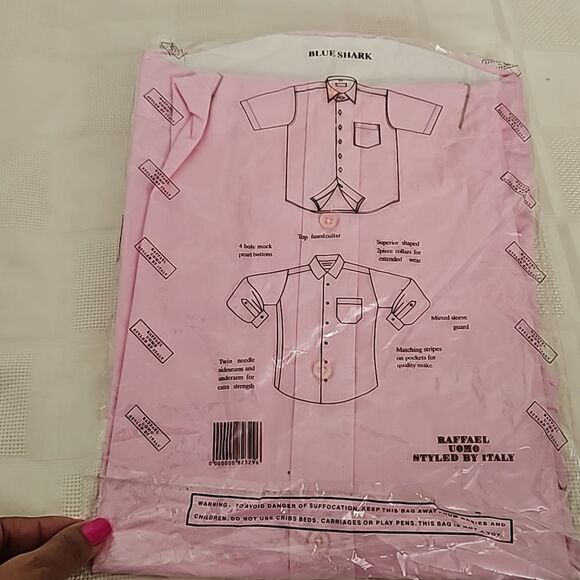 Raffael Uomo Men's Button-Down Long Sleeves Shirt Medium Pink - Picture 3 of 16